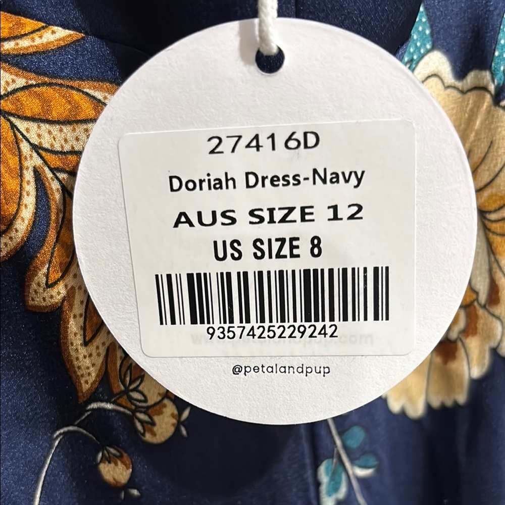 Petal & Pup Navy Maxi Dress with Mustard & Cream Floral Print - Picture 7 of 7